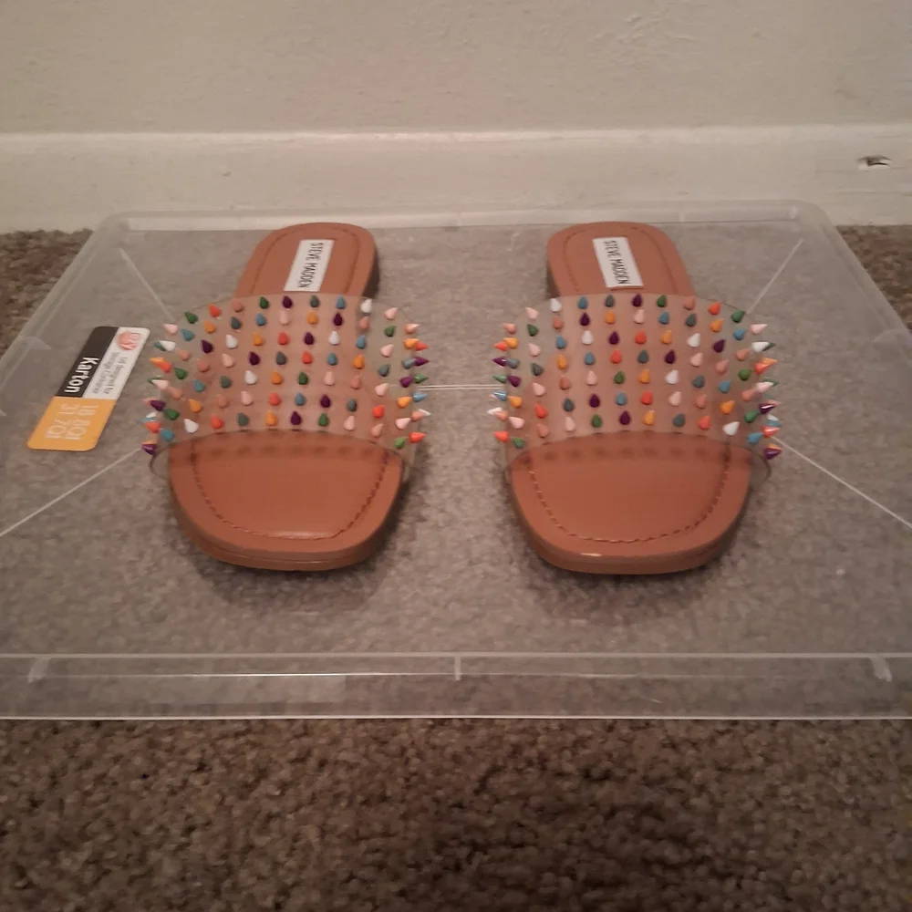 Steve Madden Clear Sandals with Colorful Studs - Picture 2 of 5